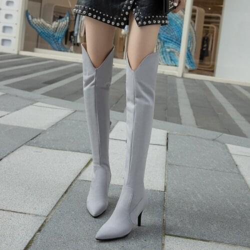 Over the knee boots women sexy 2020 winter new slim heel small tall boots pointed high heel elastic boots