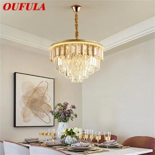 OUFULA Gold Chandelier Pendant Lamp Postmodern Luxury Light Home LED Fixture for Living Dining Room