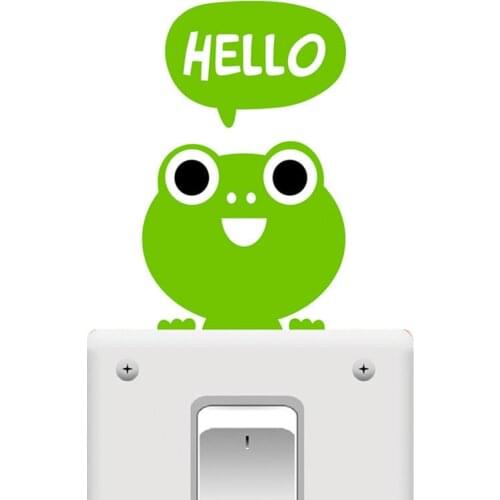 1* Cartoon Frog Wall Stickers Wallpaper Removable Green Frog Switch Stickers For Kids Room