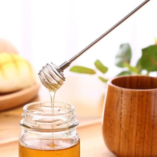 1Pc Stainless Steel Honey Spoon Honey Stick Dipper Mixing Spoon Bar Swizzle Stick Honey Server Syrup Serving Tea Bar Accessories
