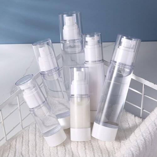 1pcs Plastic Travel Bottle Refillable Bottle Transparent Airless Pump Perfume Vacuum Spray Bottle 15ml/30ml/50ml/80ml/100ml