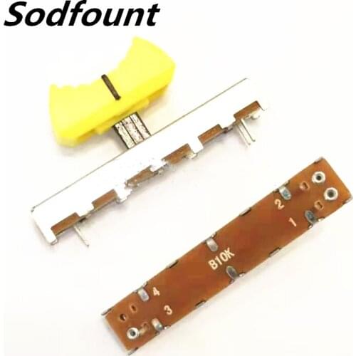 1pcs Sliding potentiometer Total length 45MM Width 8.1MM handle height 10MM Resistance value B10K With yellow cap