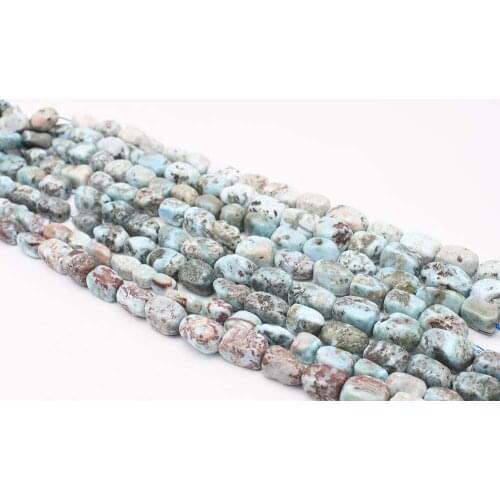 13x18mm AA Natural Smooth Larimar irregular cylindrical Stone Beads For DIY necklace bracelet jewelry make 15 "free delivery