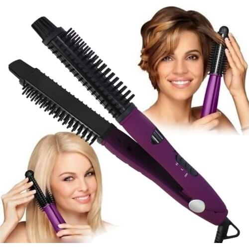 Professional Hair Straightening Iron Curling Iron Straightener Curler Styler 2 In 1 Multi Hair Styling Tool Flat Iron With Brush