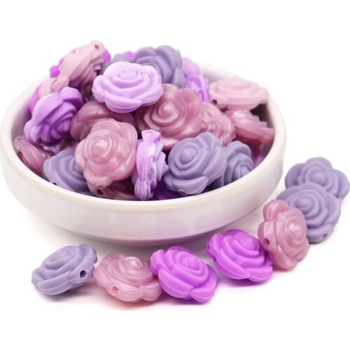 20pcs 21mm Flower Shape Teether Chewable Teething Necklace PandentsFor BPA Food Grade For Mommy DIY Handaking Newborn Gift Beads