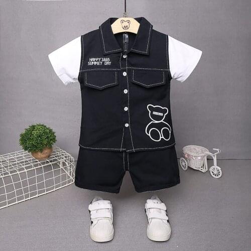 2021 Summer Baby Suit Children Boys Cartoon Short Sleeve Blouses Shorts 2Pcs/set Toddler Casual Clothing Infant Kids Tracksuits