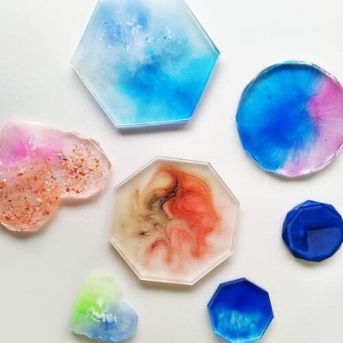 4 Pcs/set DIY Making UV Resin Crystal Epoxy Molds Handmade Coaster Mold Octagonal Hexagon Shape Cup Pad Mould