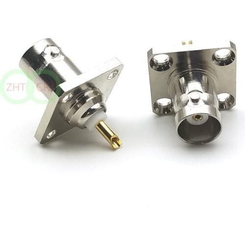 50pcs copper BNC Female Jack with 4 hole flange panel chassis mount Solder connector