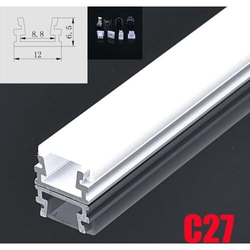 C27 5 Sets 50cm U Shape LED Strip Lights Aluminum Channel Profile With Cover, End Caps and Mounting clips for LED Bar Lights
