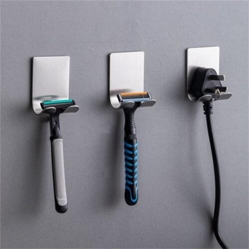 Razor Holder batroom Shaver Hook Hanger Stand Self Adhesive Stainless Steel Heavy Duty Utility Storage Hook Kitchen Organizer