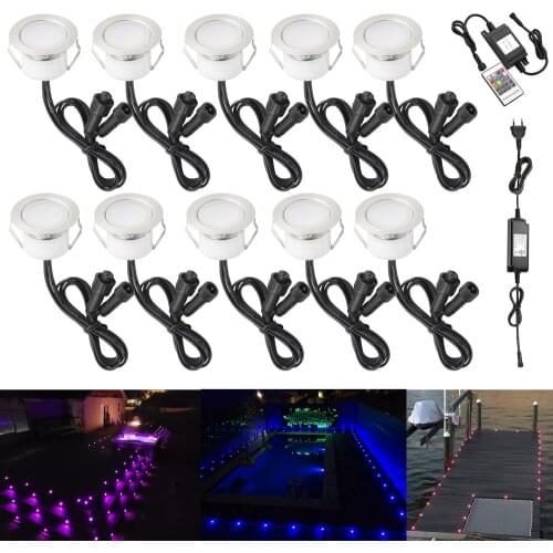 10pcs/lot 45mm Waterproof Garden Terrace Landscape Stair Pathway Kickboard Recessed 12V Kitchen LED Deck Rail Step Soffit Lights