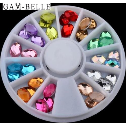 GAM-BELLE 3D Nail Art Rhinestone Mixed Color Eye Shape Crystal Nail Art Decoration Tool DIY Nail Glitter Colorful Stones