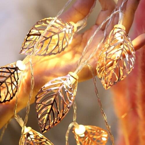 Iron Leaves String Lights Christmas Light Outdoor Holiday Wedding Party Fairy Lights Christmas Tree Decorations Navidad 2022