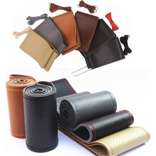 Genuine Leather 42/45/47/50 CM Bus Truck Car Steering Wheel Cover For VOLVO FH FM BENZ IVECO FIAT SCANIA DAF MAN DEUTZ RENAULT