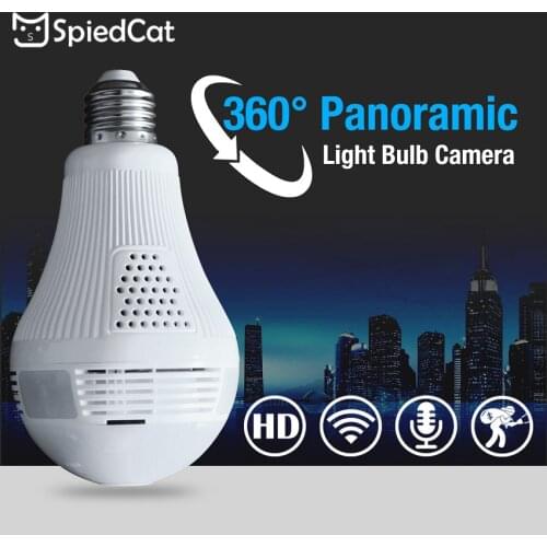 HD 360 Degree Panoramic Fish Eye Smart Home Baby Security Bulb Lamp Wireless IP P2P Wifi Surveillance Camera Support TF Card