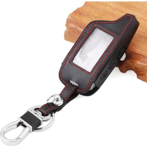 Car Accessories,Black Leather Car-Styling Key Cover Case For Starline B9 B6 A91 A61 Twage Two Way Car Alarm System keychain