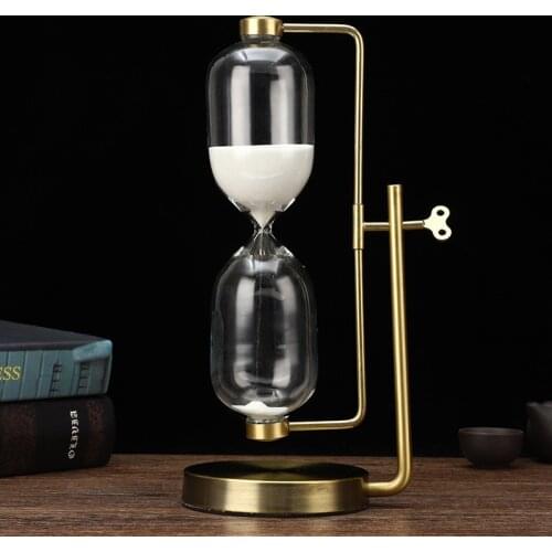 Nordic Style Retro Creative Zinc Alloy Glass Hourglass 60 Minutes Modern Art Minimalist Decor Home Living Room Desk Accessory