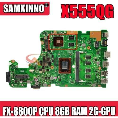 Akemy For ASUS X555YI X555YA X555D A555DG X555QG X555Y notebook mainboard motherboard FX-8800P CPU 8GB RAM 2G-GPU tested full ok