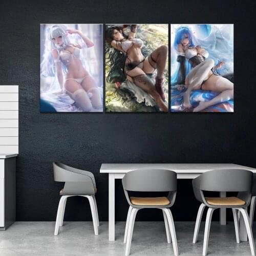 Home Decor Modular Canvas Picture 3 Piece Sexy Rem Re:Life in a Different World from Zero Painting Poster Wall For Home Canvas