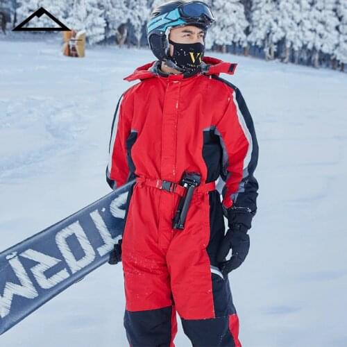 2019 Winter Hoodie Snow Jumpsuit Overalls Snowboarding Warm Sports Waterproof Skiing One-Piece Men Fleece