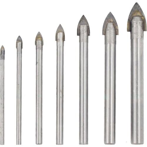 4/6/7pcs Triangular Drill Bit Set 4/6/8/10mm HSS Multifunctional with Round Handle Hardware Kit for Ceramic Glass Marble