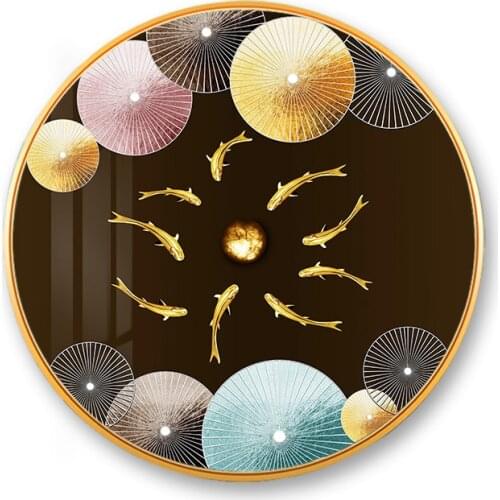 Wall Art Cartoon Fish Gold Canvas Painting Home Decor Ball Round Poster HD Prints Modular Cute Pictures Living Room No Framework