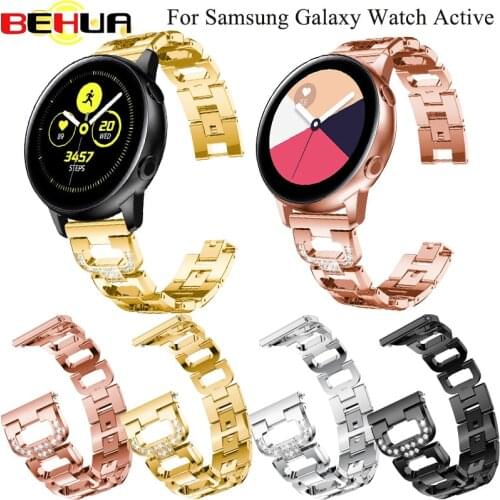 20mm Strap for Samsung galaxy Watch Active /galaxy Watch 42mm/Gear S2 Band Stainless Steel replacement Crystal Women wristband