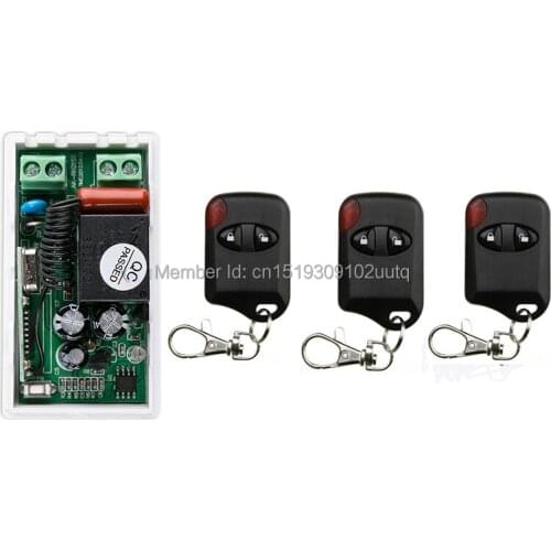 Most simple wiring 220V 1CH Wireless Remote Control Switch System 1*Receiver + 3*Transmitters for Appliances Gate Garage Door