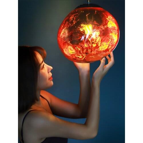 Modern Copper/sliver/gold Glass Ball Lampshade Inside Mirror Pendant Light E27 Bulb Led Indoor Home Living Room Pendant Lamp