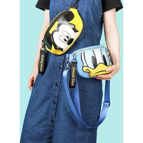 Cartoon Disney Mickey Minnie Mouse Donald Daisy Duck Chip 'n' Dale PU Waist Bag Single Shoulder Bag Gifts for Kids Girls