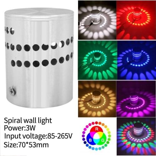 LED Wall Lamp Spiral Wall Light 3W Ceiling Lighting Atmosphere Light RGB Colorful For Bar Lobby Party Home Decoration Remote