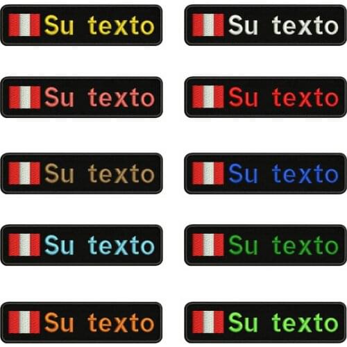 Peru Flag 10X2.5cm Embroidery Custom Name Text Patch Stripes badge Iron On Or Velcro Backing Patches For Clothes Backpack Hat
