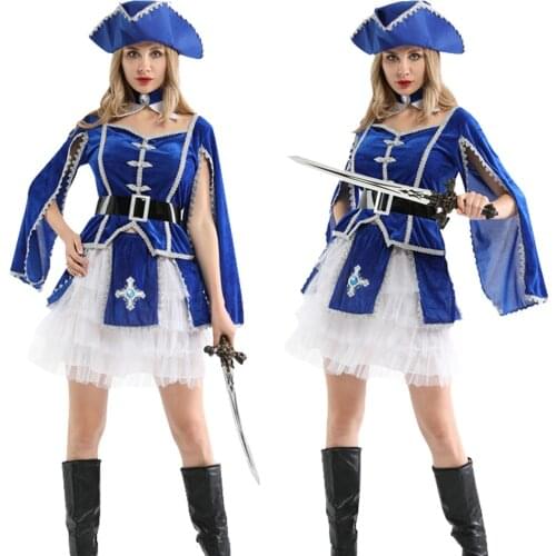 Halloween Bluey Costume Captain Pirates Caribbean Jack Sparrow Pirate Fantasia Adult Cosplay Fancy Dress Carnival Cosplay Women