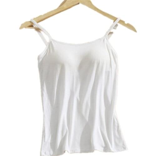 Women Modal Spaghetti Solid Cami Top Vest Female Camisole Padded Bra Vest Tops Lingerie Summer Tank Top Straps Underwear Clothes