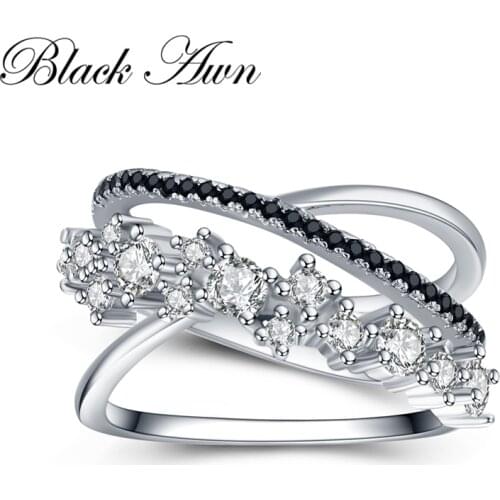 [BLACK AWN] 925 Sterling Silver Ring Female Bague Trendy Engagement Rings for Women Sterling Silver Jewelry G075