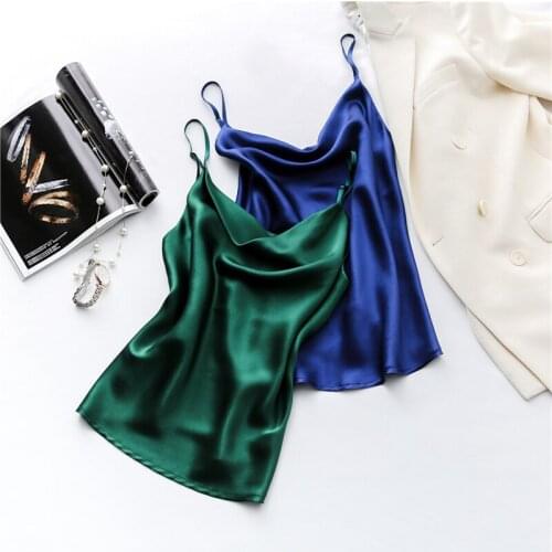100% Silk Tank Top Women High Quality Fabric Shoulder Strap Adjustable Length Lace 2 Colors Casual Basic Clothing Fashion