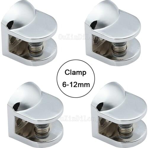 20PCS Zinc Alloy Chrome Half Round With-Cap Glass Clamps Shelves Support Corner Bracket Clips For 6-12mm Glass JF1790