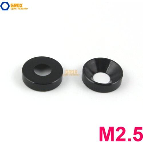 30 Pieces M2.5 Black Aluminum Washer Countersunk Flat Head Screw Washer