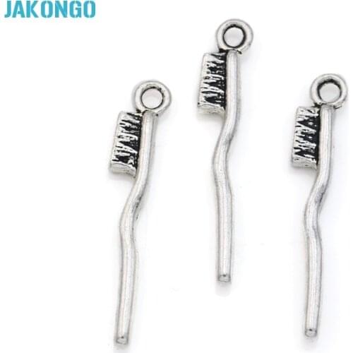 30PCS Tibetan Silver plated Toothbrush Charm Pendant Fit Making Necklace Bracelet Jewelry Accessories DIY 29mm