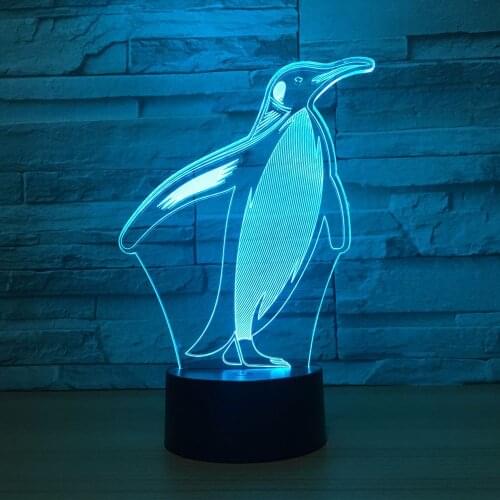 7 Color Changing Animal Penguin 3D Lamp usb Night Lights Bedroom Decorative Lamp Children Baby Sleep Lighting Birthday Xmas Gift