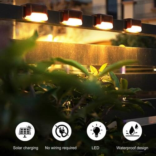 4PCS LED Solar Step Lights LED Fence Lights Outdoor Waterproof Solar Powered Yard Lamp Garden Decoration for Patio Stair Pathway