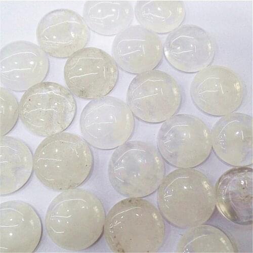 50Pcs 20x5mm Wholesale Natural White Rock Crystal Round Cab Cabochon DIY Jewelry Making Accessories M174