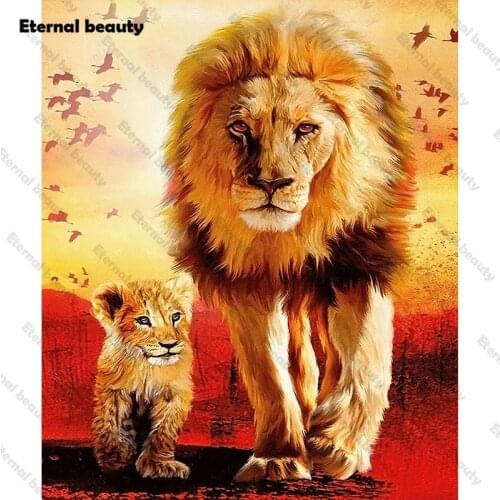 5D Diamond Painting Full Drill Modern Wall Art Decoration Diy Lion Family Needlework Diamond Embroidery Cross Stitch Home Decor