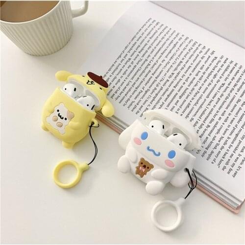 Dog Style Bluetooth Earphone Case Protective for Airpods 2 Cases Anti-lost Charging Box Cover for Airpod with Strap Ring