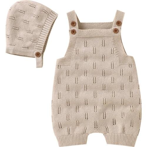 Baby Summer Romper Clothes 100% Cotton Unisex Toddler Sleeveless Knitted Jumpsuit Infant Outfits One Piece Overalls for Boy Girl