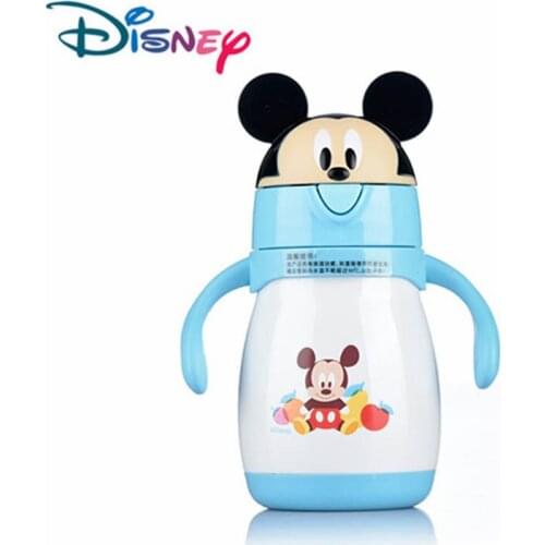 Disney Baby Stainless Steel Thermos Feeding Cup Learn Drinking Cup with Straw Thermal Bottle Leak-poof Vacuum Flask