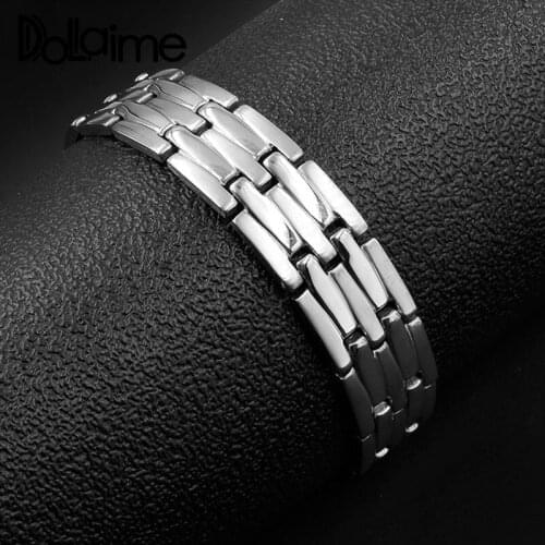 Dolaime Wedding Punk Unisex Stainless Steel Silver Color The wall surface consists of two polished and three brushed ovals BS031