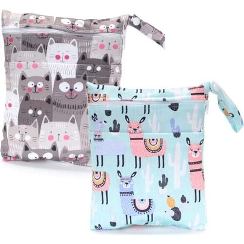 Dual Pocket Small Waterproof PUL 7.87"x9.84" Multifunctional Tote Diaper Wet Bag