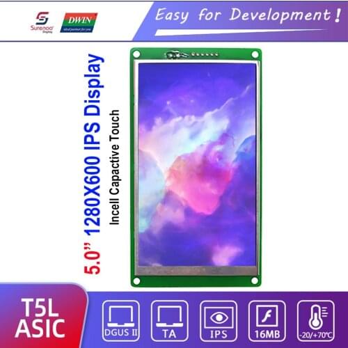 Dwin T5L HMI Intelligent Display, DMG12720C050_03W 5" IPS 1280X720 LCD Module Screen Incell Capacitive Touch Panel