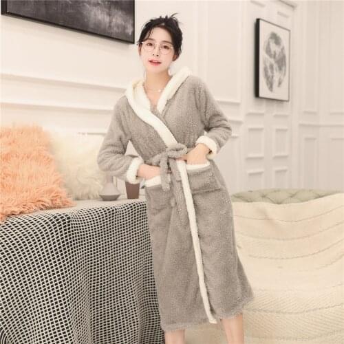 Flannel Cartoon Robe Winter Pajamas For Women Robe Gown Sleepwear Belt Home Wear Thicken Night Gown Intimate Lingerie Negligee